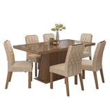 Juego de Comedor Tapa con Vidrio 6 Sillas Marrón/Imperial Colmar Madesa