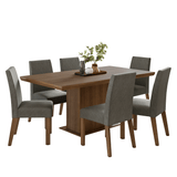 Juego de Comedor con Tapa de Madera 6 Sillas Marrón/Silver Grasse Madesa