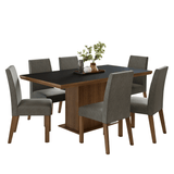Juego de Comedor con Tapa de Madera 6 Sillas Marrón/Negro/Silver Grasse Madesa