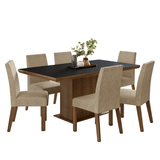 Juego de Comedor con Tapa de Madera 6 Sillas Marrón/Negro/Imperial Grasse Madesa