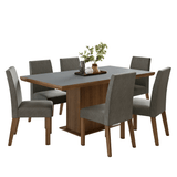 Juego de Comedor con Tapa de Madera 6 Sillas Marrón/Gris/Silver Grasse Madesa