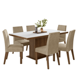 Juego de Comedor con Tapa de Madera 6 Sillas Marrón/Blanco/Imperial Grasse Madesa