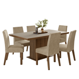Juego de Comedor con Tapa de Madera 6 Sillas Marrón/Crema/Imperial Grasse Madesa