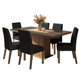 Juego de Comedor Tapa con Vidrio 6 Sillas Marrón/Oxford Dinan Madesa