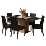 Juego de Comedor Tapa con Vidrio 6 Sillas Marrón/Negro/Oxford Dinan Madesa