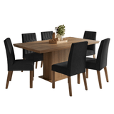 Juego de Comedor con Tapa de Madera 6 Sillas Marrón/Oxford Luso Madesa