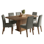 Juego de Comedor 6 Sillas Marrón/Silver Luso Madesa