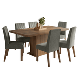 Juego de Comedor con Tapa de Madera 6 Sillas Marrón/Silver Luso Madesa