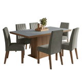 Juego de Comedor con Tapa de Madera 6 Sillas Marrón/Gris/Silver Luso Madesa