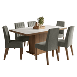 Juego de Comedor con Tapa de Madera 6 Sillas Marrón/Blanco/Silver Luso Madesa