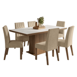 Juego de Comedor con Tapa de Madera 6 Sillas Marrón/Blanco/Imperial Luso Madesa