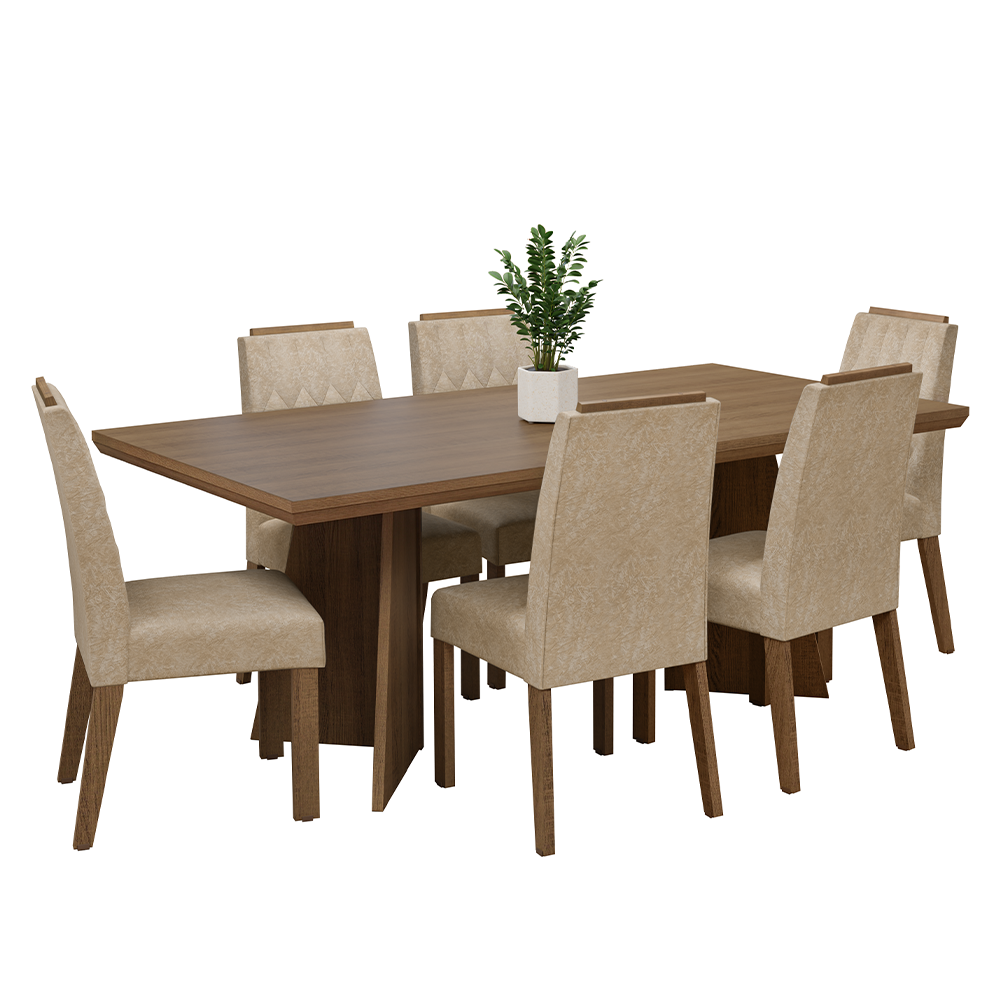 Juego de Comedor con Tapa de Madera 6 Sillas Marrón/Imperial Sarlat Madesa