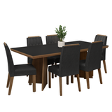 Juego de Comedor con Tapa de Madera 6 Sillas Marrón/Negro/Oxford Sarlat Madesa