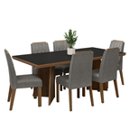 Juego de Comedor 6 Sillas Marrón/Negro/Silver Sarlat Madesa