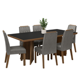 Juego de Comedor con Tapa de Madera 6 Sillas Marrón/Negro/Silver Sarlat Madesa