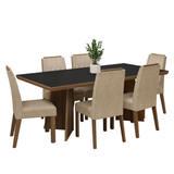 Juego de Comedor con Tapa de Madera 6 Sillas Marrón/Negro/Imperial Sarlat Madesa
