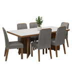 Juego de Comedor 6 Sillas Marrón/Blanco/Silver Sarlat Madesa