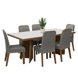 Juego de Comedor con Tapa de Madera 6 Sillas Marrón/Blanco/Silver Sarlat Madesa