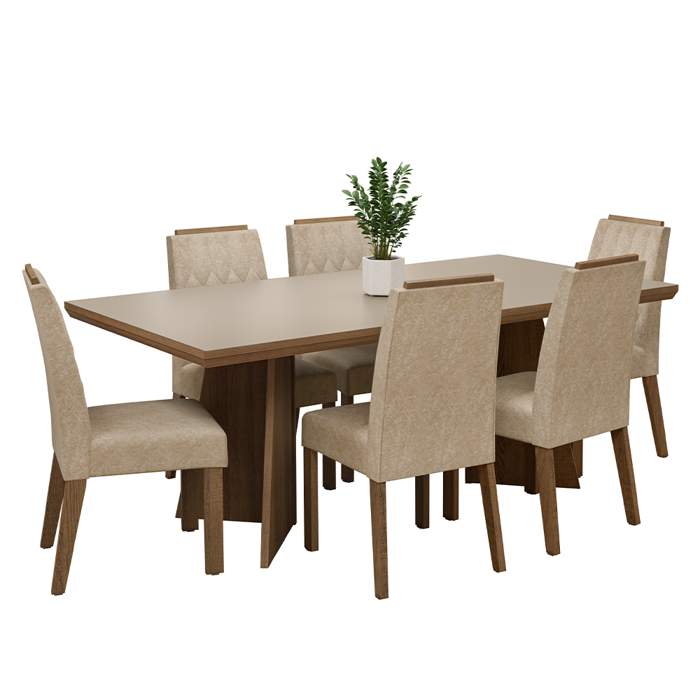 Juego de Comedor con Tapa de Madera 6 Sillas Marrón/Gris/Imperial Sarlat Madesa