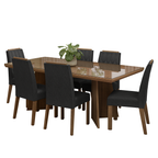 Juego de Comedor con Vidrio Sobrepuesto 6 Sillas Marrón/Oxford Pienza Madesa
