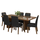 Juego de Comedor Tapa con Vidrio 6 Sillas Marrón/Oxford Pienza Madesa