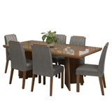 Juego de Comedor Tapa con Vidrio 6 Sillas Marrón/Silver Pienza Madesa