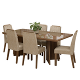 Juego de Comedor Tapa con Vidrio 6 Sillas Marrón/Imperial Pienza Madesa