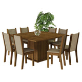 Juego de Comedor Mesa Tapa de Madera 8 Sillas Marrón/Crema/Beige Marisa Madesa
