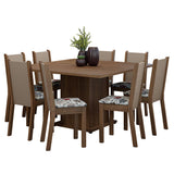 Juego de Comedor Mesa Tapa de Madera 8 Sillas Marrón/Crema/Hibiscos Marisa Madesa