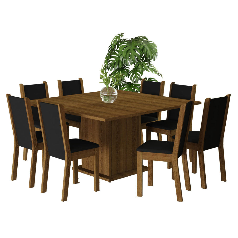 Juego de Comedor 8 Sillas Marrón/Negro Marisa Madesa