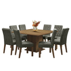 Juego de Comedor 8 Sillas Marrón/Silver Leila Madesa