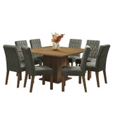 Juego de Comedor con Mesa de Madera y 8 Sillas Marrón/Silver Leila Madesa