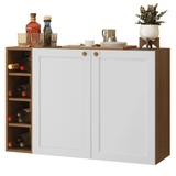 Aparador Vajillero con Bodega para botellas 100cm 2 Puertas Marrón/Blanco Vik 16