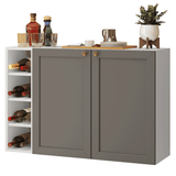 Aparador Vajillero con Bodega para botellas 100cm 2 Puertas Blanco/Gris Vik 16