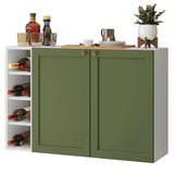 Aparador Vajillero con Bodega para botellas 100cm 2 Puertas Blanco/Verde Vik 16