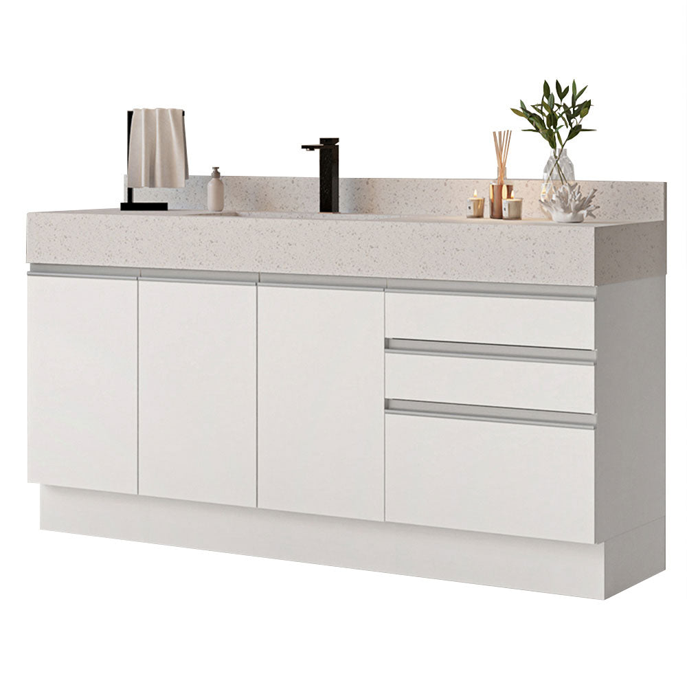 Bajo Mesada para Baño 180 cm 3 Puetas 3 Cajones Blanco Madesa