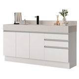 Bajo Mesada para Baño 180 cm 3 Puetas 3 Cajones Blanco Madesa