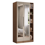 Placard Modular 2 Puertas con Espejos 5 Nichos Marrón/Crema Neo Madesa 01