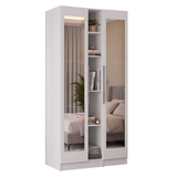 Placard Modular 105 cm 2 Puertas con Espejos y 5 Nichos Blanco Neo Madesa