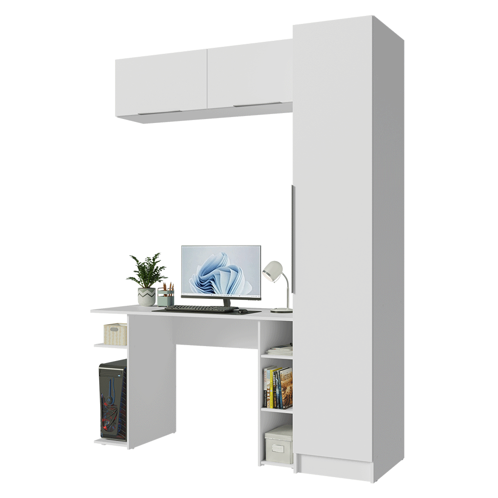 Conjunto Home Office 1 Placard 2 Alacenas Neo 1 Escritorio Blanco Madesa