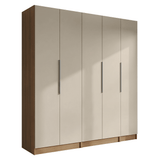 Placard Matrimonial 200 cm 5 Puertas 2 Cajones Marrón/Crema Neo Madesa