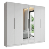 Placard Modular 240 cm 6 Puertas con Espejos 4 Cajones Blanco Neo Madesa 02