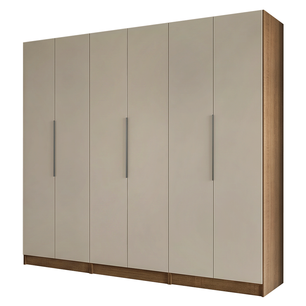 Placard Modular 240 cm 6 Puertas 6 Cajones Marrón/Crema Neo Madesa 03