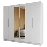 Placard Modular 240 cm 6 Puertas con Espejos 6 Cajones Blanco Neo Madesa 04