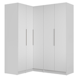 Placard de Esquina Matrimonial 310 cm 5 Puertas 2 Cajones Neo Blanco 01