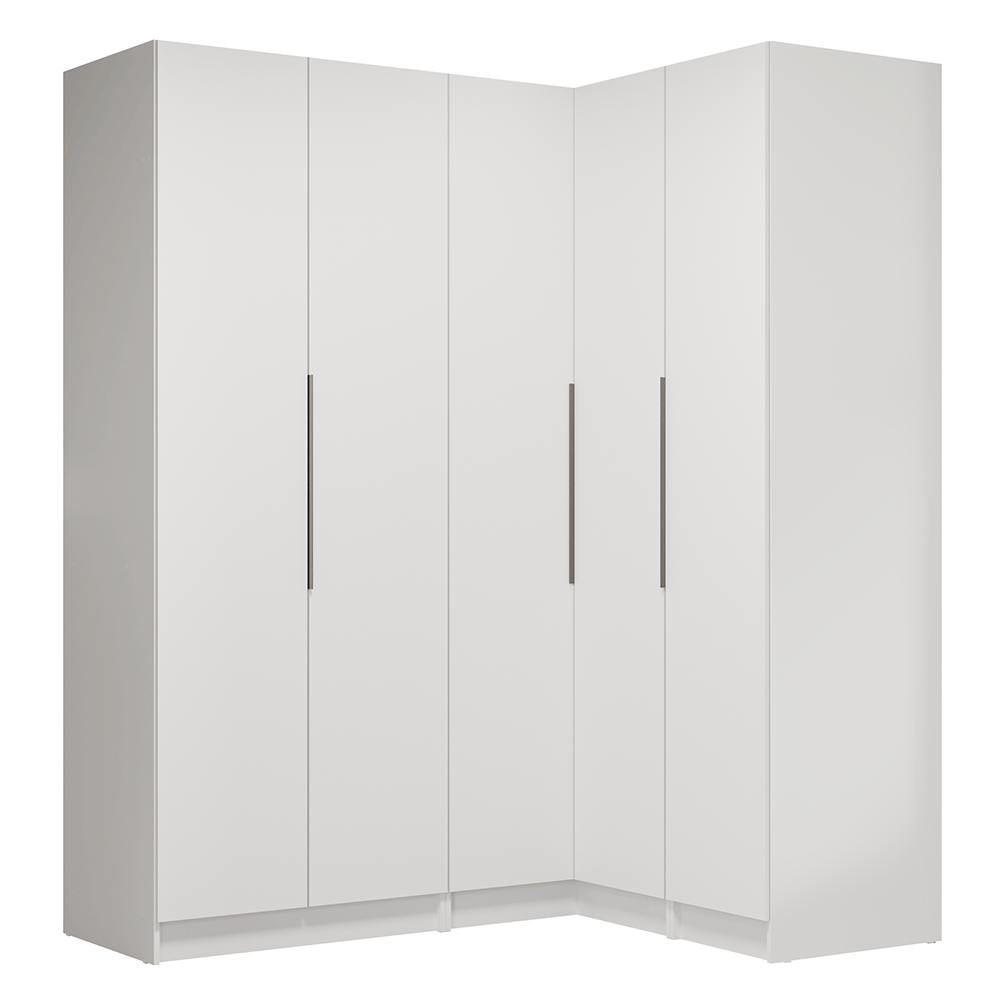 Placard de Esquina Matrimonial 310 cm 5 Puertas 2 Cajones Neo Blanco 02