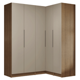 Dormitorio Completo Matrimonial Esquinero 310 cm 5 Puertas 2 Cajones Marrón/Crema Neo Madesa 02