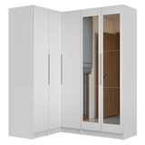 Placard Modular de Esquinero 310 cm 5 Puertas con Espejos 2 Cajones Blanco Neo Madesa 04
