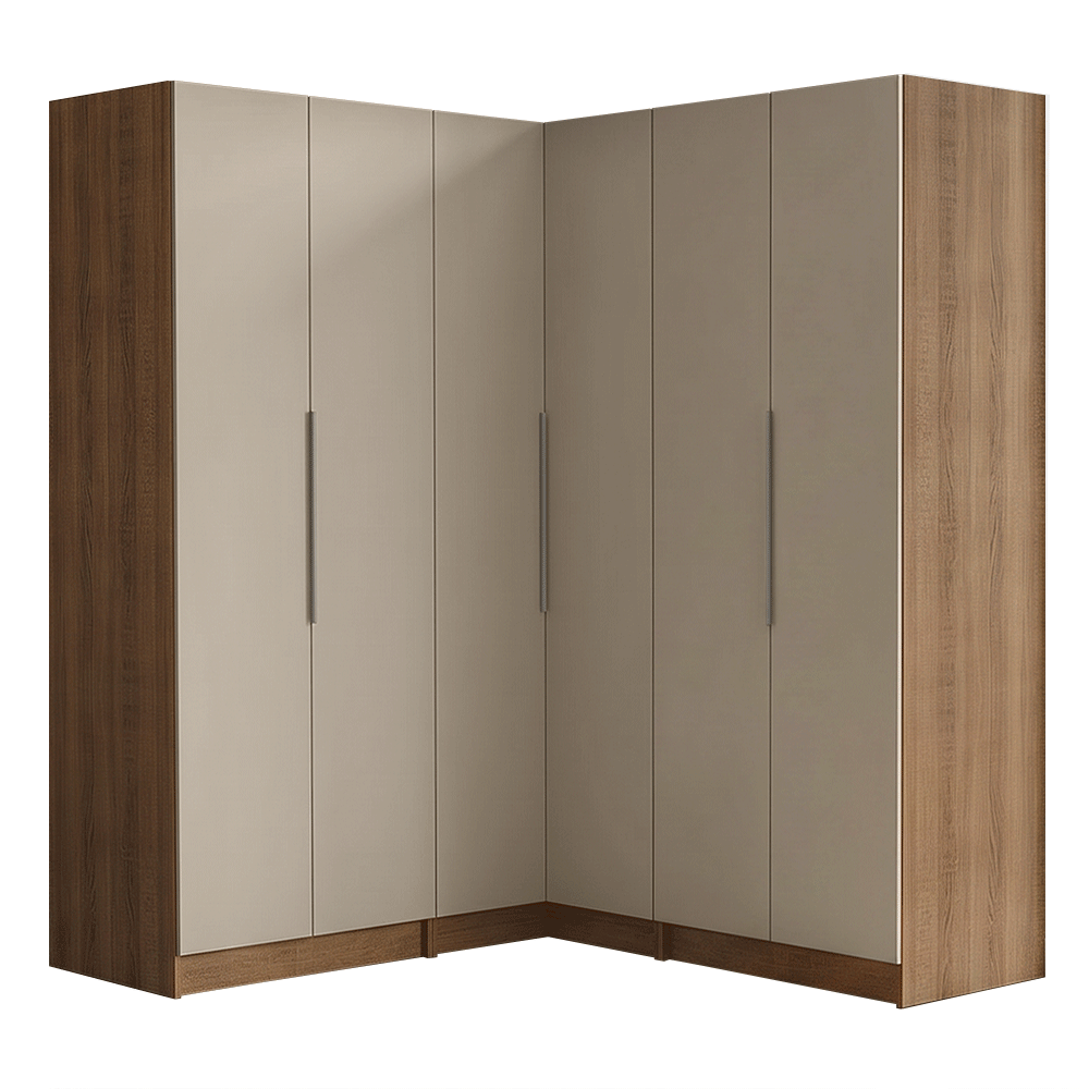 Placard Modular Esquinero 350 cm 6 Puertas 4 Cajones Marrón/Crema Neo Madesa 01