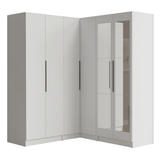 Placard Modular de Esquinero 350 cm 6 Puertas con Espejos 4 Cajones Blanco Neo Madesa 02